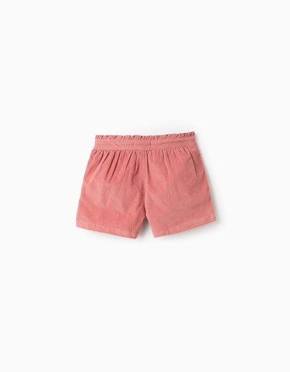 Corduroy Shorts with Ruffles for Girls, Pink