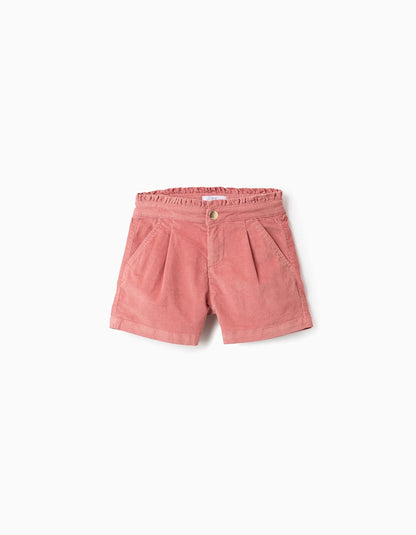 Corduroy Shorts with Ruffles for Girls, Pink