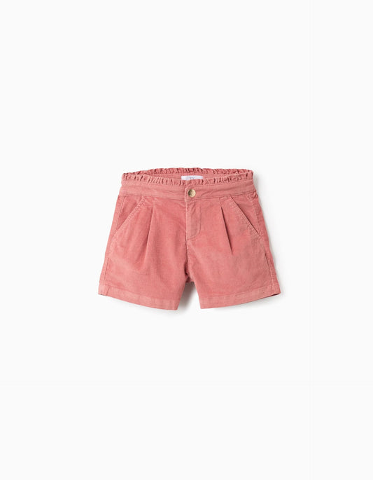 Corduroy Shorts with Ruffles for Girls, Pink