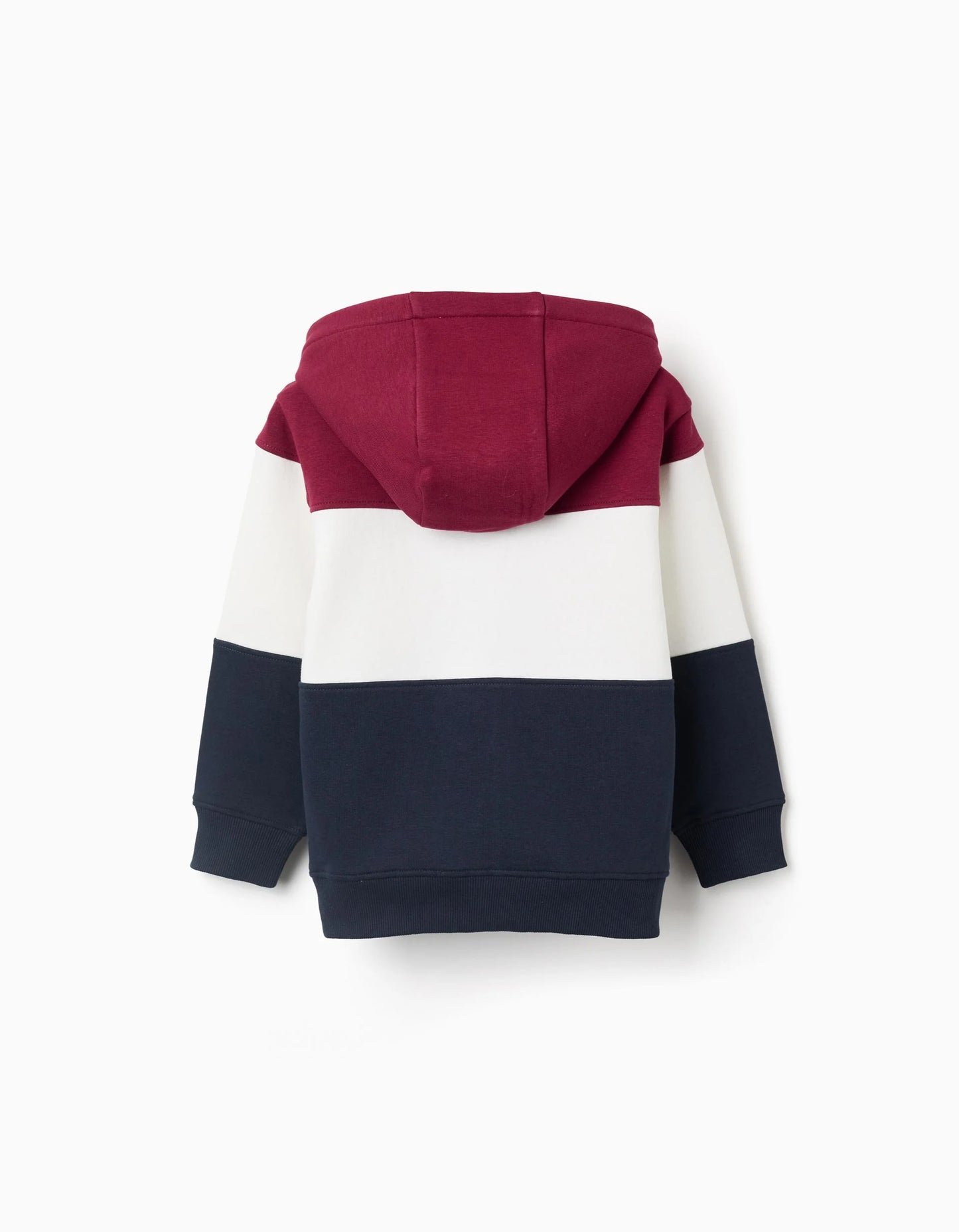 Brushed Hooded Jacket with Colour Block for Boys, Red/White/Blue