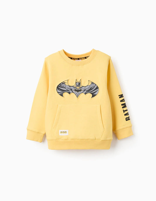 Kangaroo Pocket Sweatshirt for Boys 'Batman', Yellow