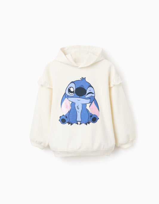 Hooded Sweatshirt with Sequins for Girls 'Stitch', Beige