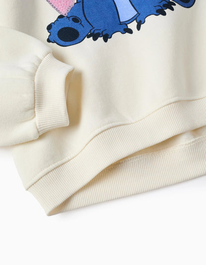 Hooded Sweatshirt with Sequins for Girls 'Stitch', Beige