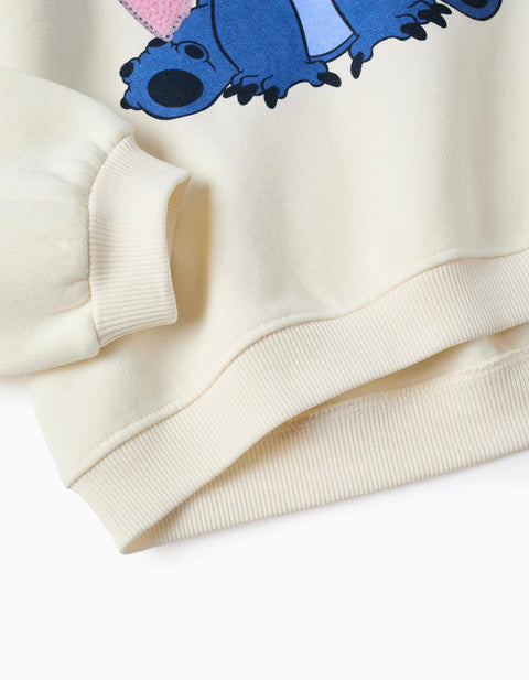 Hooded Sweatshirt with Sequins for Girls 'Stitch', Beige