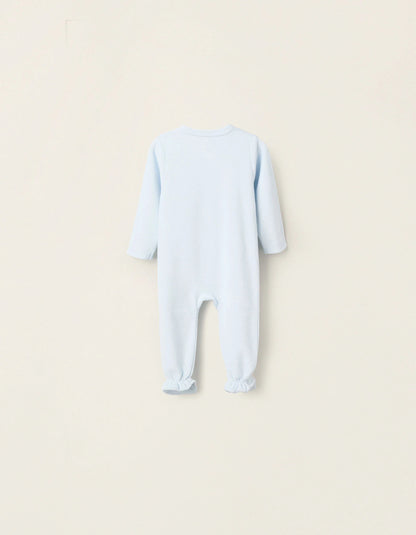 Velour Sleepsuit for Baby Boys 'Family Love', Light Blue