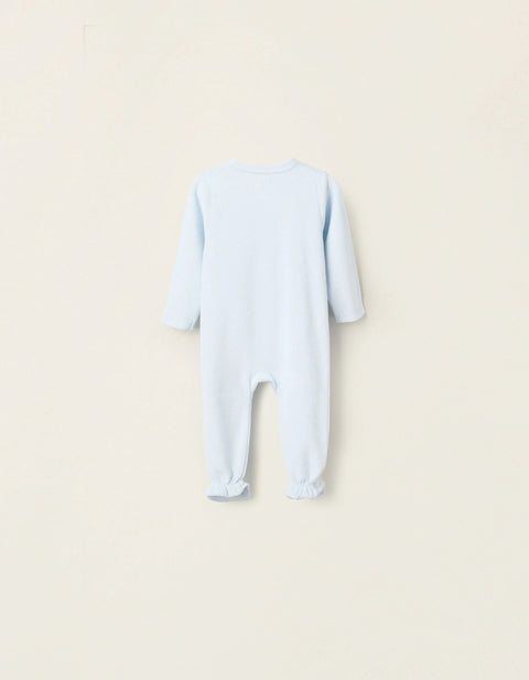 Velour Sleepsuit for Baby Boys 'Family Love', Light Blue