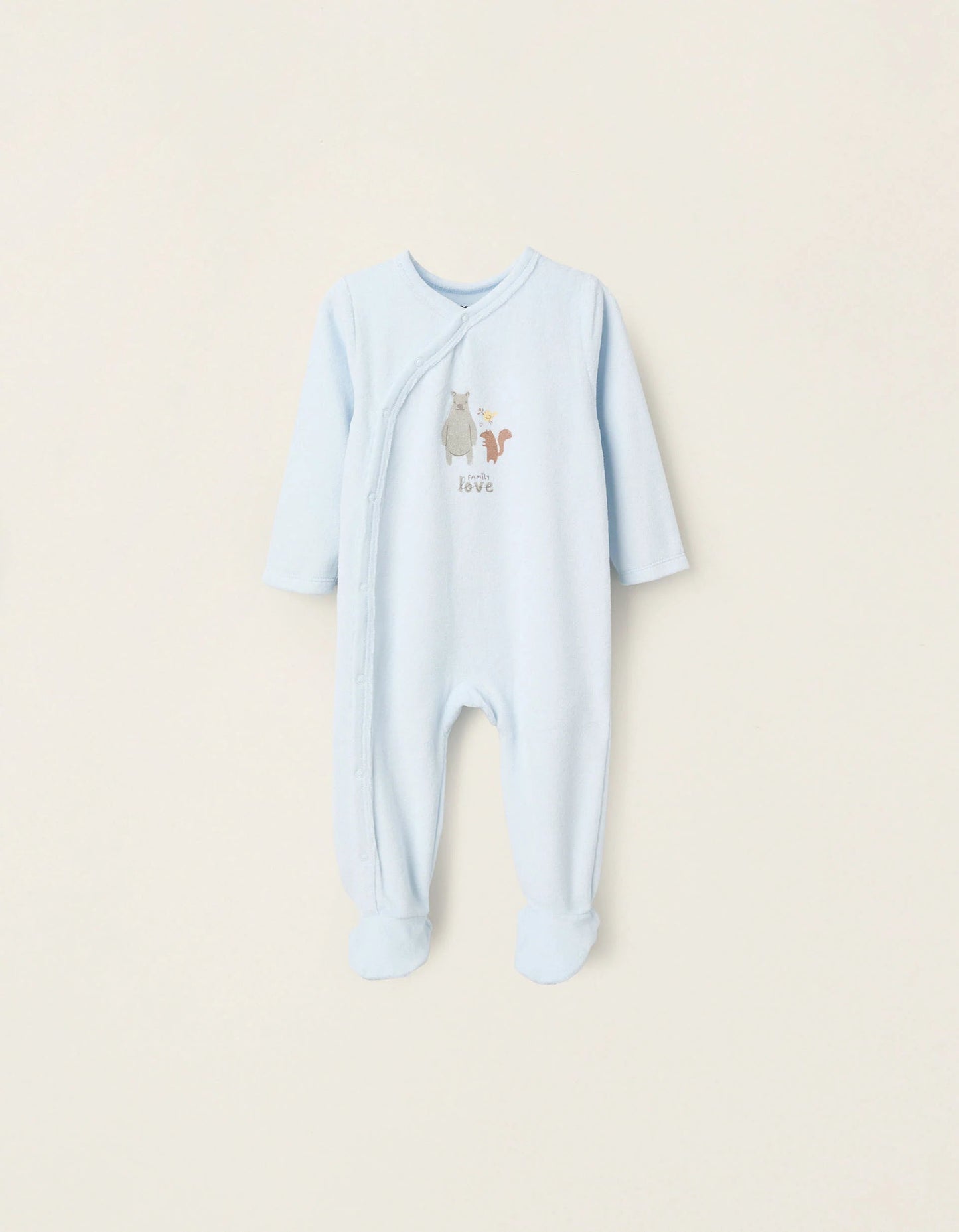 Velour Sleepsuit for Baby Boys 'Family Love', Light Blue