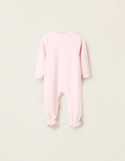 Velour Sleepsuit for Baby Girls 'Family Love', Light Pink