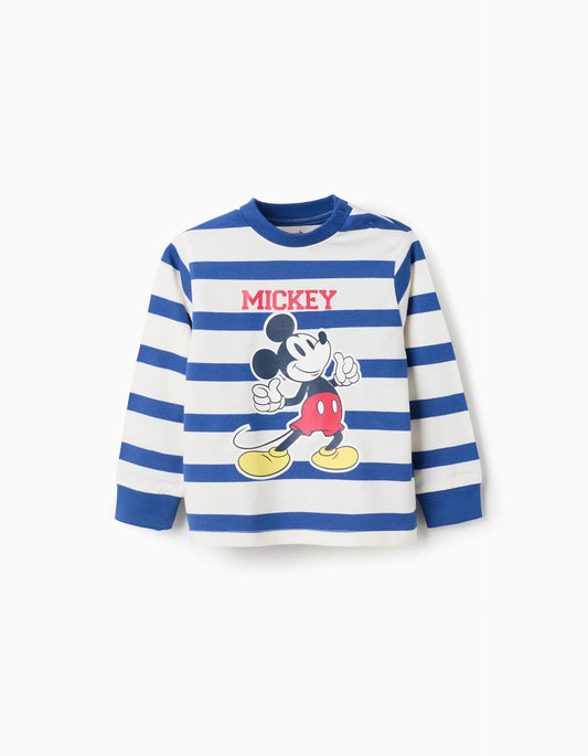 Long Sleeve T-shirt for Baby Boys 'Mickey', White/Blue