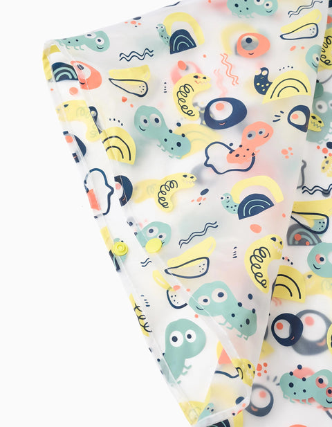 Waterproof Hooded Poncho with Motif for Baby Boys, Transparent