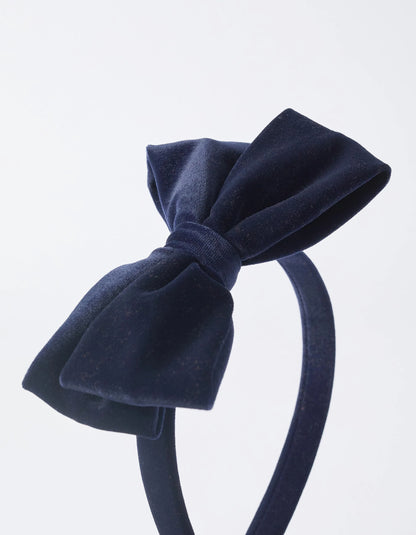 Headband with Velour Bow for Babies and Girls, Dark Blue