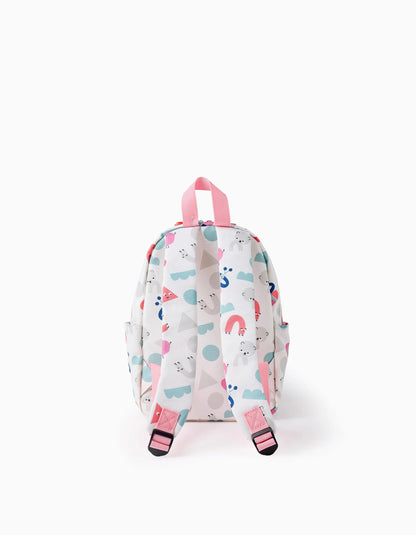 Colourful Patterned Backpack for Babies and Girls, White