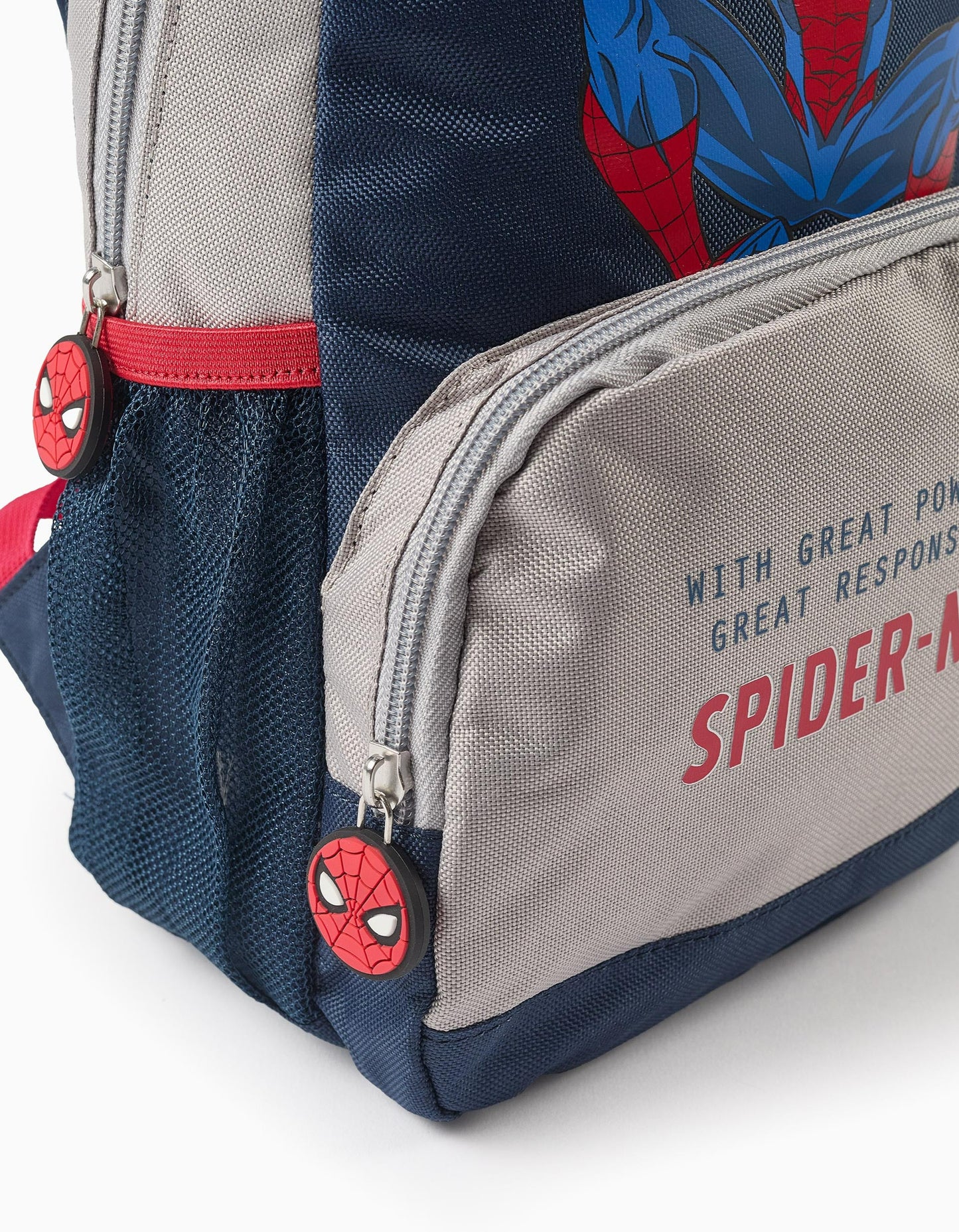 Backpack with Side Pockets for Babies and Boys 'Spiderman', Blue/Grey