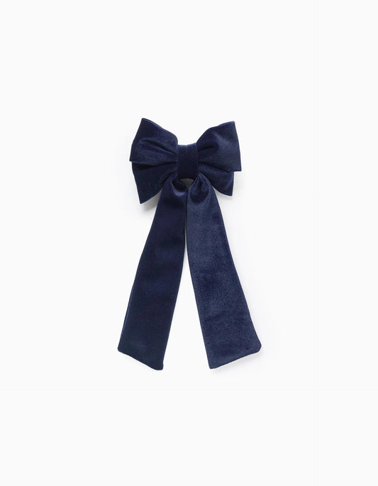 Hair Clip with Velvet Bow for Babies and Girls, Dark Blue