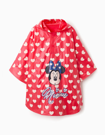 Waterproof Hooded Poncho for Girls 'Minnie', Red