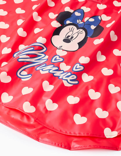 Waterproof Hooded Poncho for Girls 'Minnie', Red
