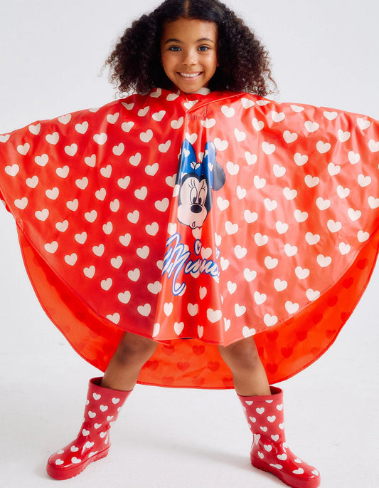 Waterproof Hooded Poncho for Girls 'Minnie', Red