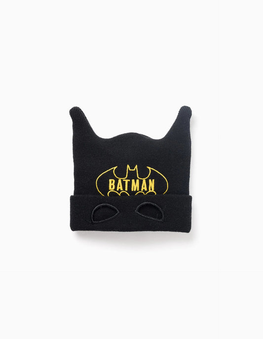 Batman cotton beanie with ears for boys, black
