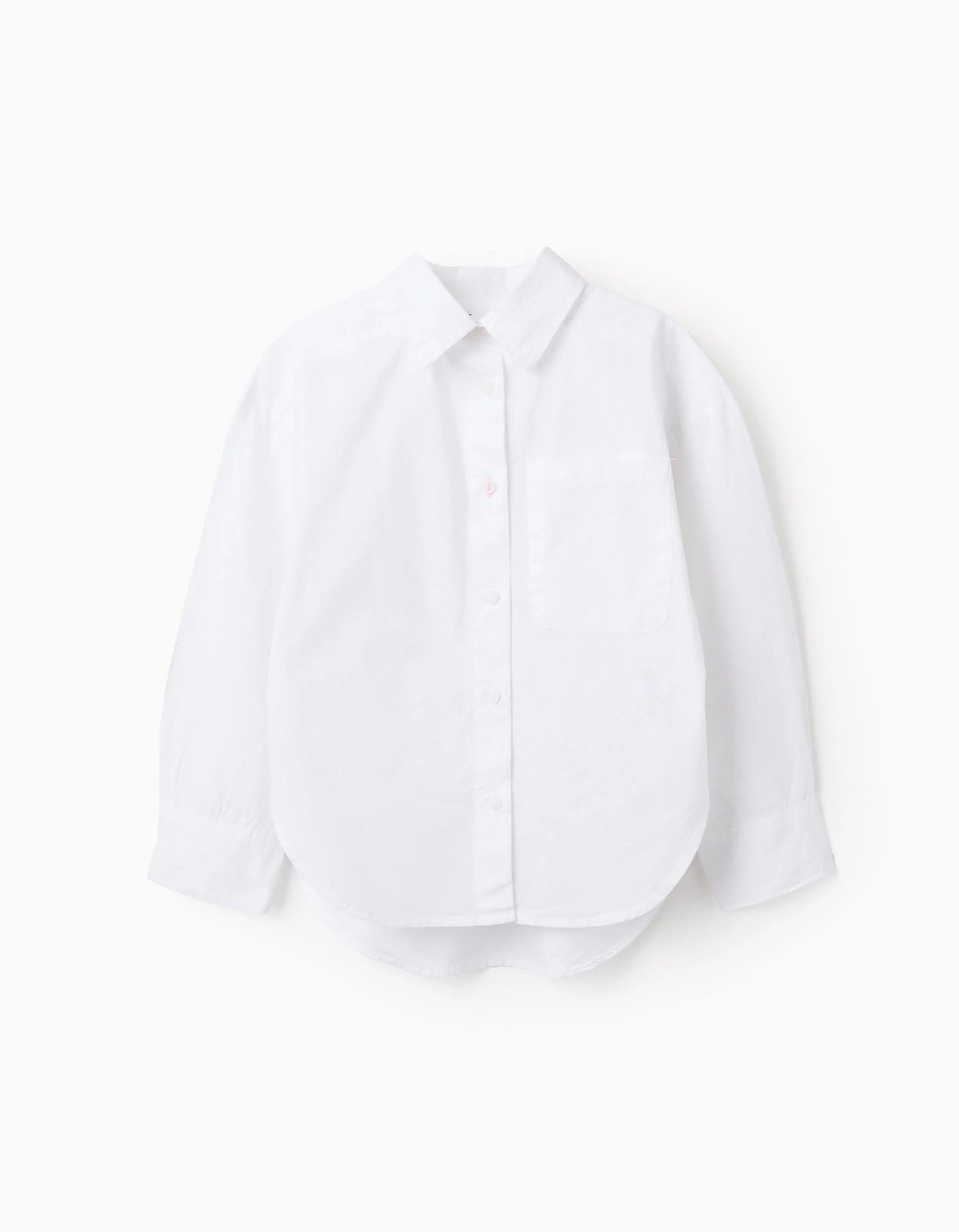 Asymmetrical Cotton Shirt for Girls, White