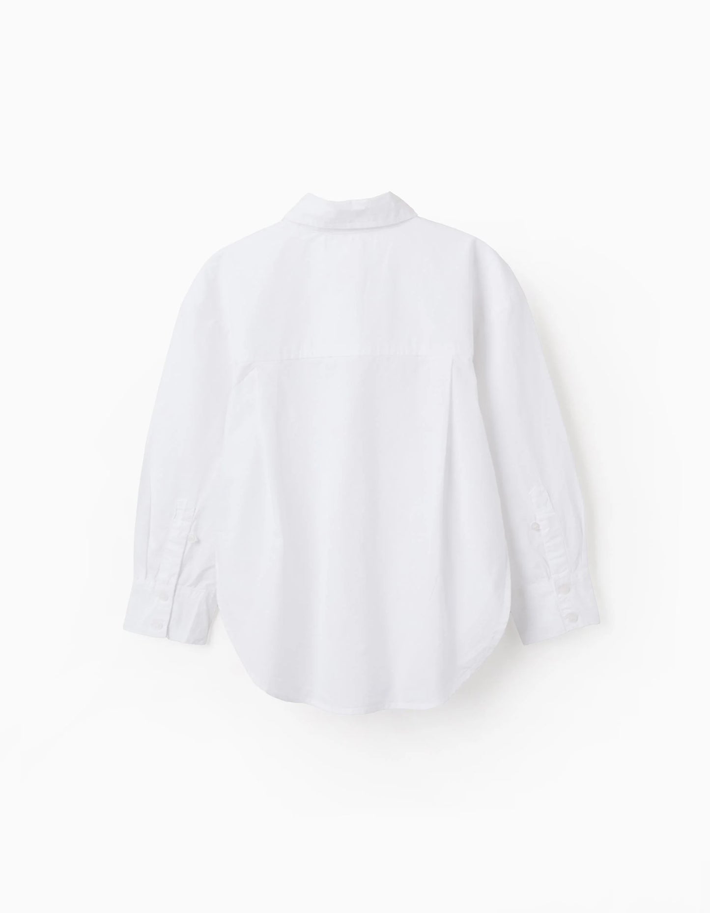 Asymmetrical Cotton Shirt for Girls, White