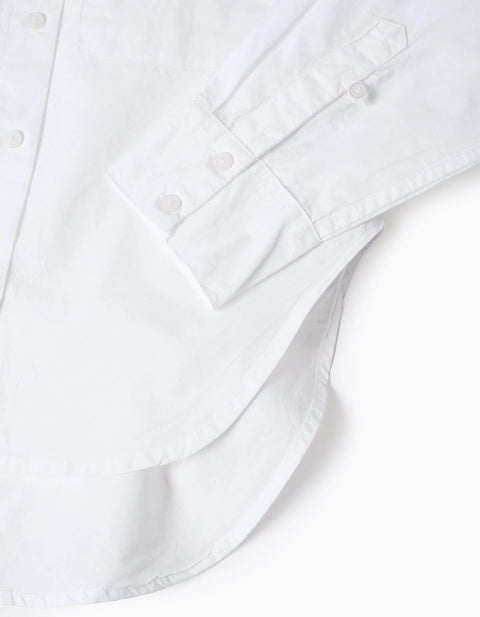 Asymmetrical Cotton Shirt for Girls, White