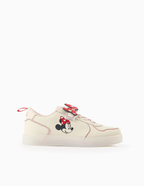 Light-Up Trainers for Girls 'Minnie', Beige/Red