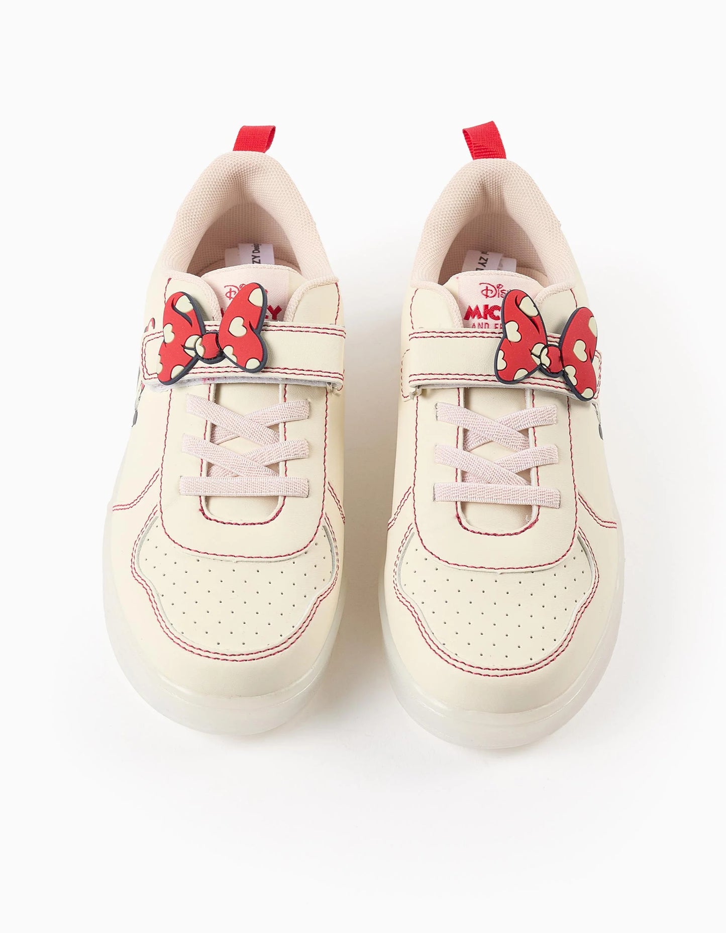 Light-Up Trainers for Girls 'Minnie', Beige/Red
