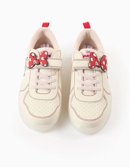 Light-Up Trainers for Girls 'Minnie', Beige/Red