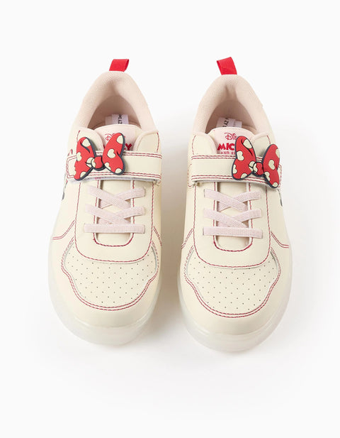 Light-Up Trainers for Girls 'Minnie', Beige/Red