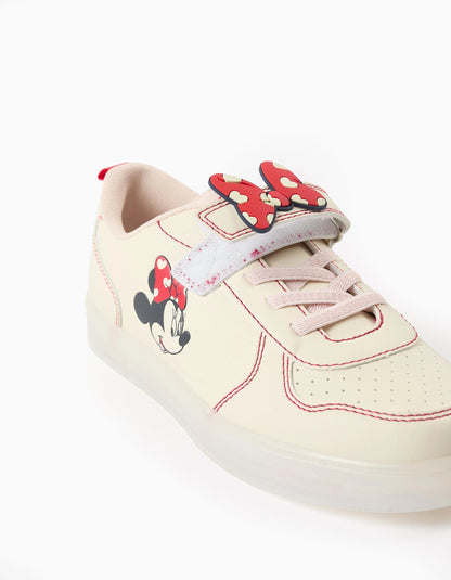 Light-Up Trainers for Girls 'Minnie', Beige/Red