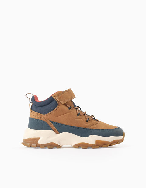 Superlight Runner Mountain Boots for Boys, Camel/Blue
