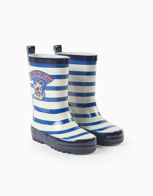 Mickey Striped Wellies for Baby Boys, Blue/White