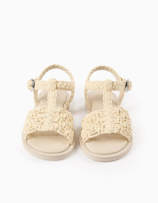 Rope Sandals with Buckle for Girls, Beige