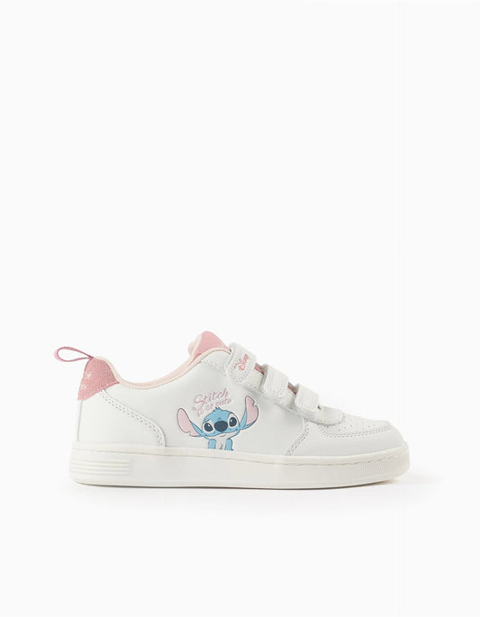 Trainers with Touch Fasteners for Girls 'Stitch', White/Pink