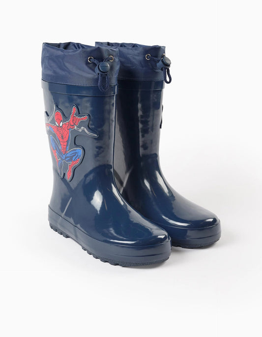 Adjustable Calf Wellies for Boys 'Spider-Man', Dark Blue