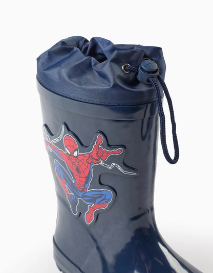 Adjustable Calf Wellies for Boys 'Spider-Man', Dark Blue