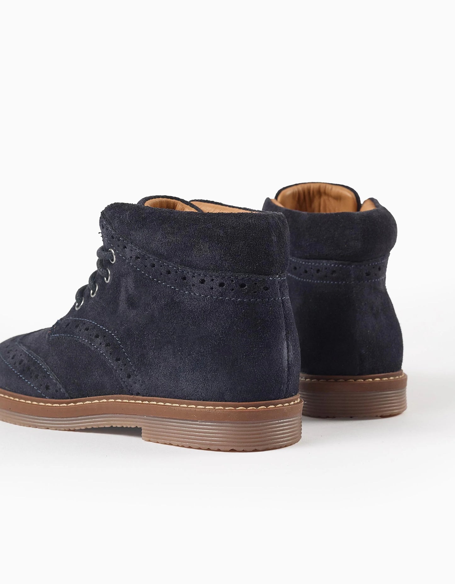 Suede Brogue Boots for Boys, Dark Blue