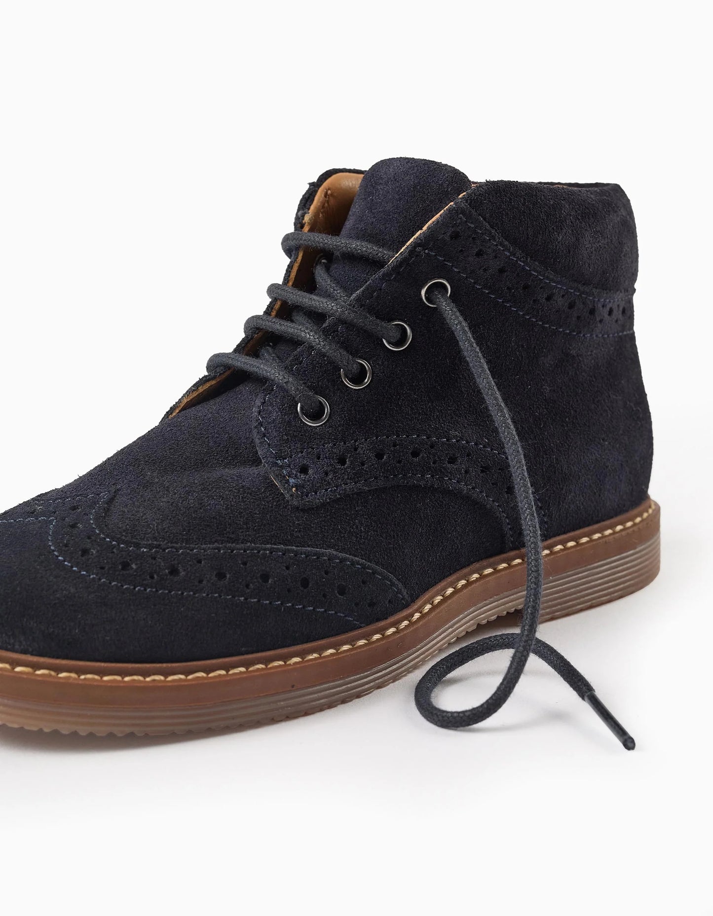 Suede Brogue Boots for Boys, Dark Blue