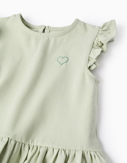 Top + Floral Ribbed Leggings for Baby Girls, Green/White