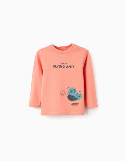 Cotton Long Sleeve T-Shirt for Baby Boys 'Ant', Coral
