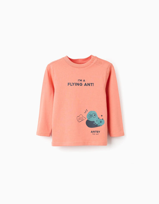 Cotton Long Sleeve T-Shirt for Baby Boys 'Ant', Coral
