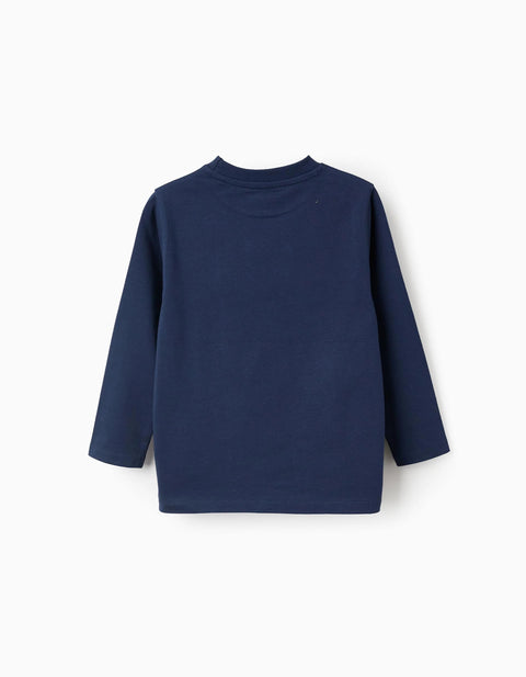Long Sleeve Cotton T-shirt for Boys 'Avengers', Blue