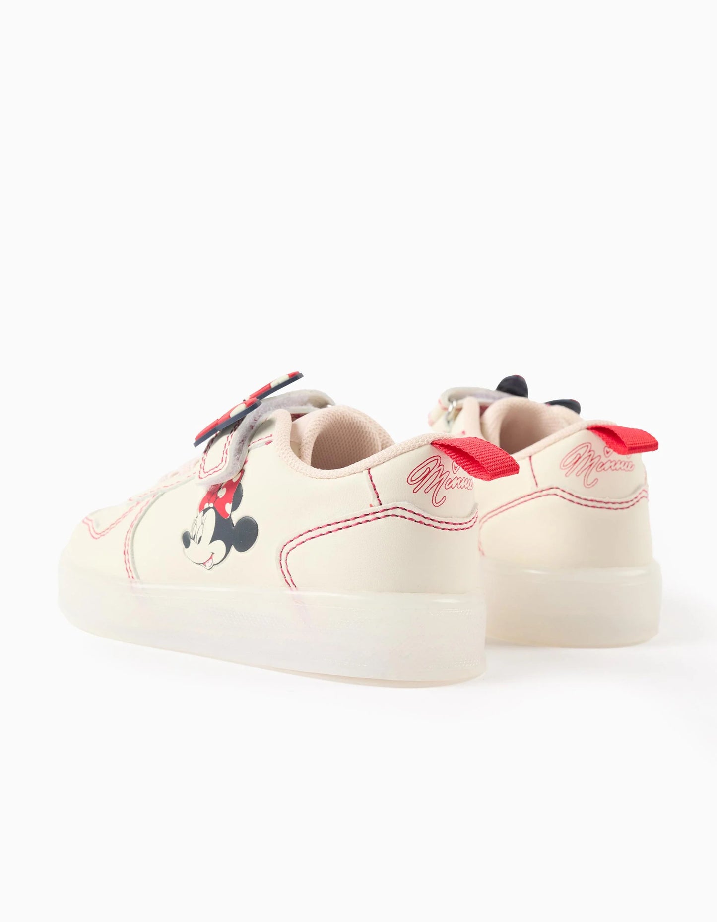 Light-Up Trainers for Baby Girls 'Minnie', Beige/Red