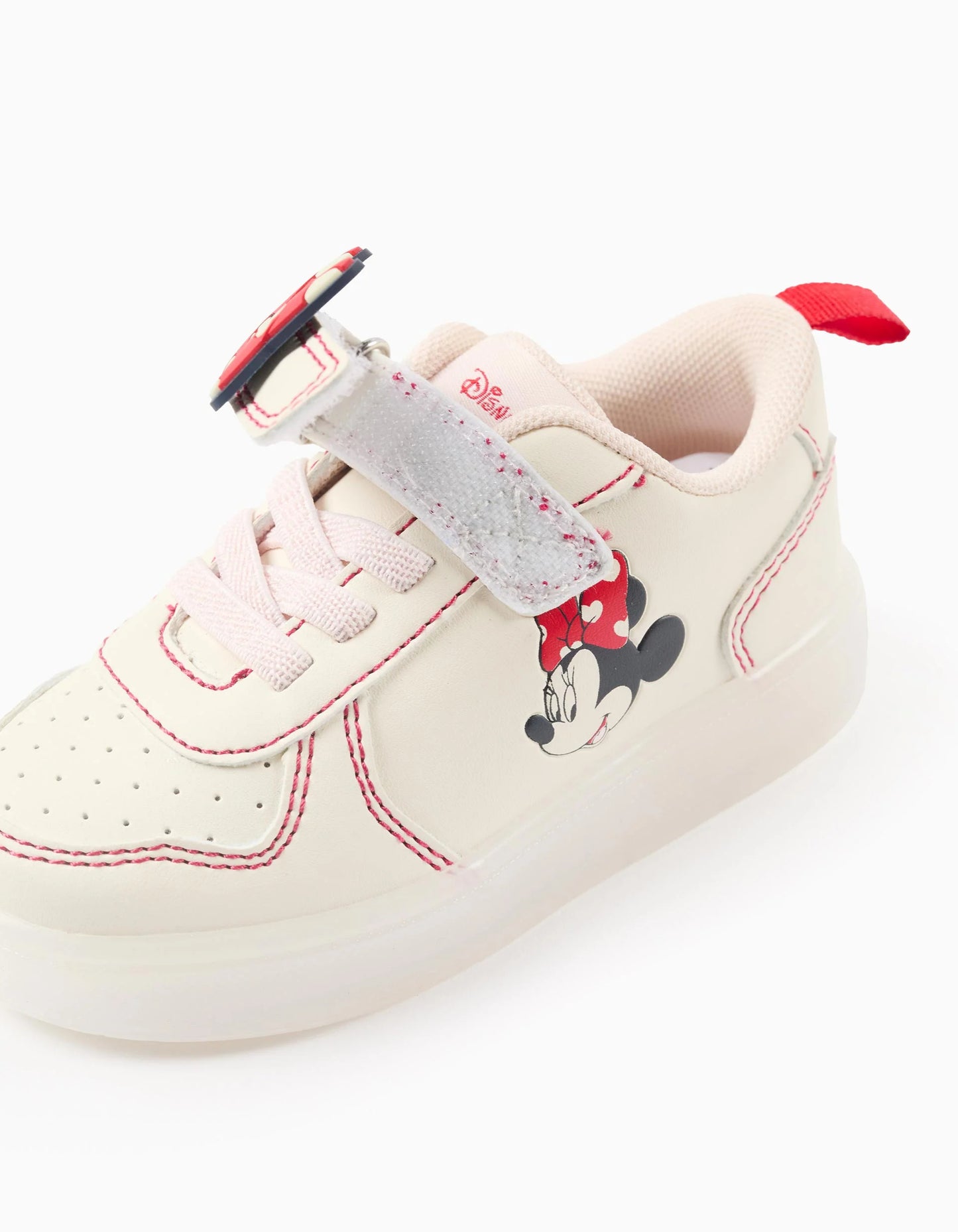 Light-Up Trainers for Baby Girls 'Minnie', Beige/Red