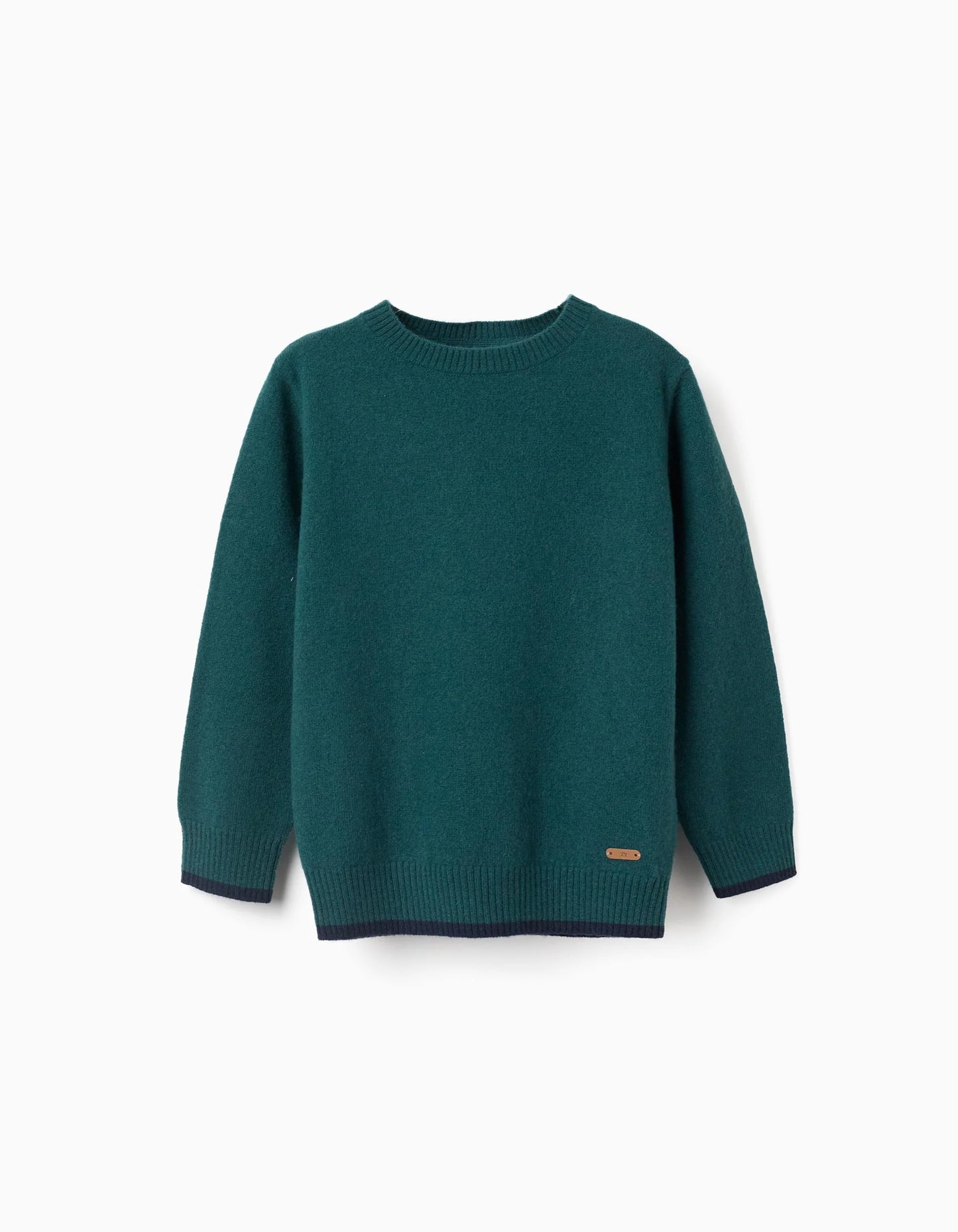 Knitted Jumper in a Wool Blend You&Me for Boys, Green/Blue