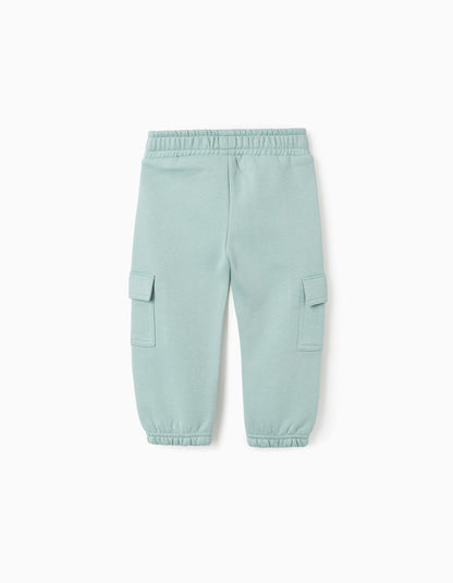 Brushed Joggers with Cargo Pockets for Baby Girls, Green