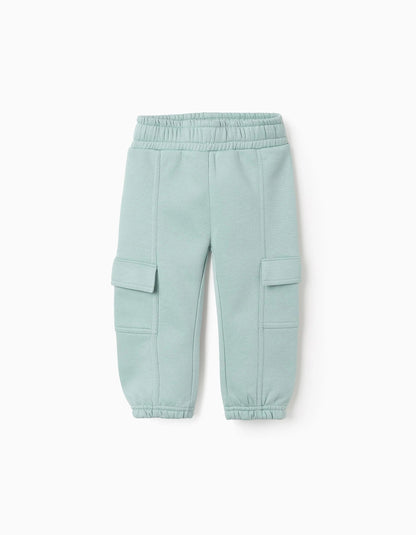 Brushed Joggers with Cargo Pockets for Baby Girls, Green