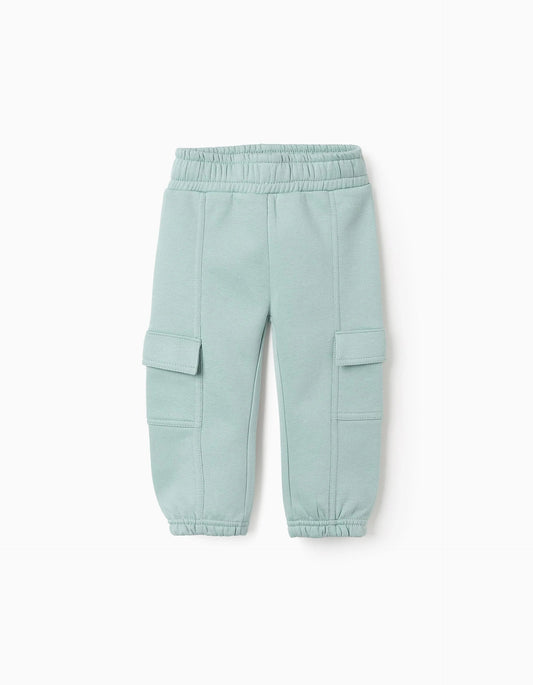 Brushed Joggers with Cargo Pockets for Baby Girls, Green