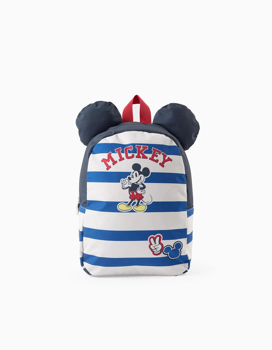 Striped Backpack with Ears for Babies and Boys 'Mickey', Blue/White