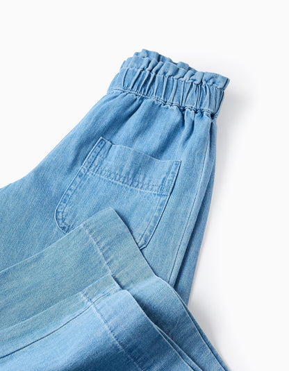 Light Jeans Wide Leg for Girls, Blue